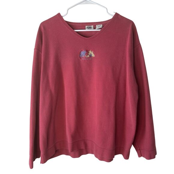 Sutton Tops - Vintage Sutton Sportswear Embroidered Floral Pink Shenandoah Long Sleeve XL